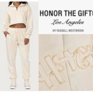 Honor The Gift Women’s Joggers With Embroidered Logo In Bone Size XL NWT